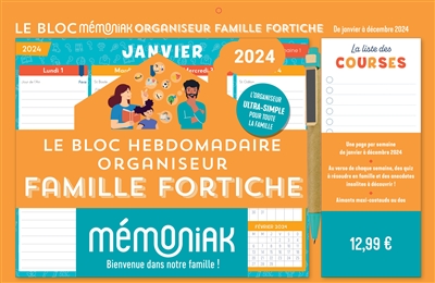Mémoniak : le bloc mensuel organiseur familial : de septembre à