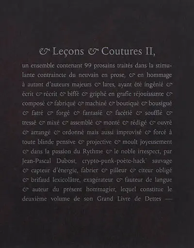 Et leçons & coutures. Vol. 2