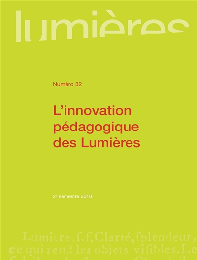 Lumières, n° 32. L'innovation pédagogique des Lumières