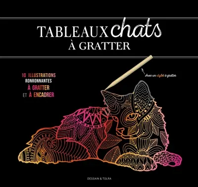 Tableaux chats à gratter : 6 illustrations ronronnantes à gratter et à encadrer