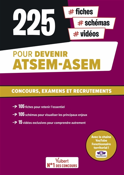225 fiches, schémas, vidéos pour devenir ATSEM, ASEM : concours, examens et recrutements