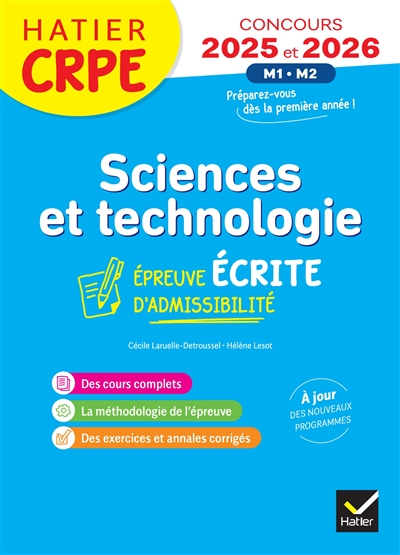 Sciences et technologie : épreuve écrite d'application : CRPE concours 2025 et 2026 M1, M2