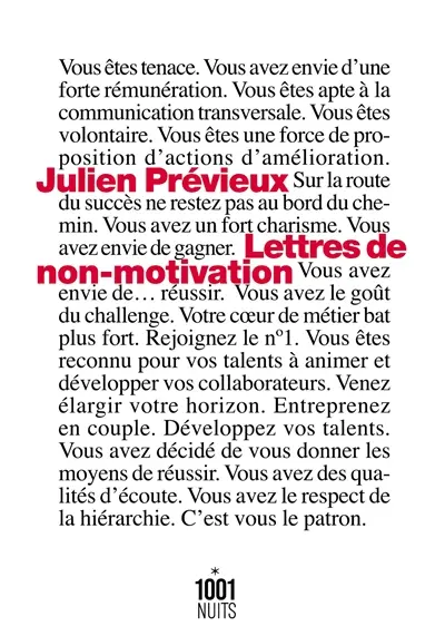 Lettres de non-motivation Lettres de non-motivation