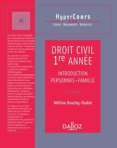 Droit civil 1re année : introduction, personnes, famille