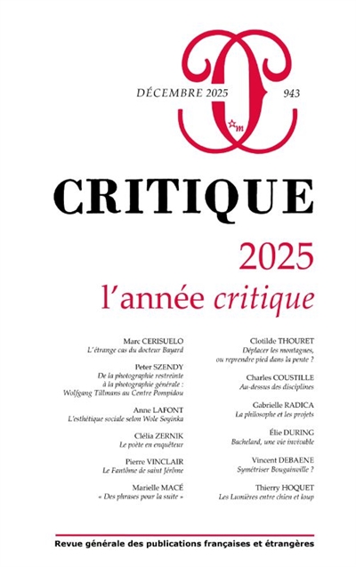 Critique, n° 943. 2025 :...