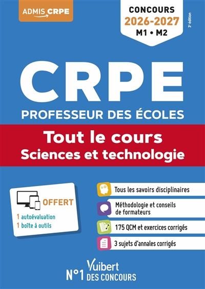 CRPE, professeur des écoles : tout le cours, sciences et technologie : concours 2026-2027, M1, M2