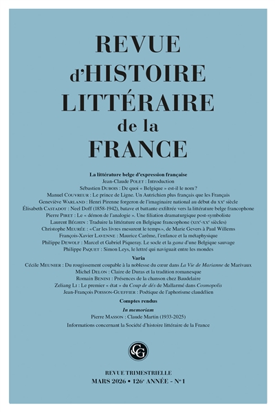 Revue d'histoire littéraire...