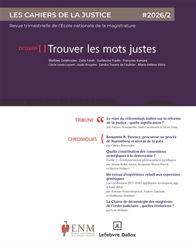 Cahiers de la justice (Les)...