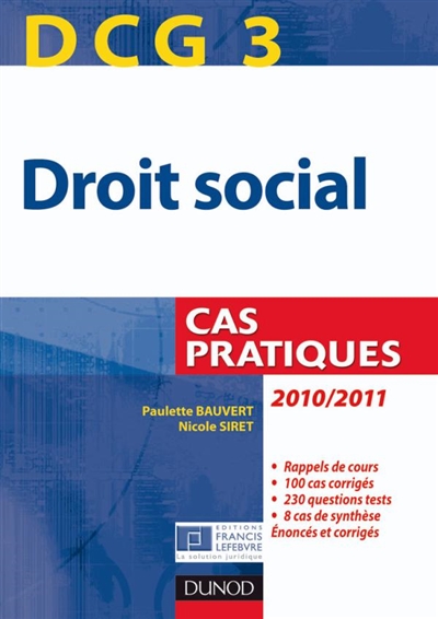DCG 3, droit social 2010-2011 : cas pratiques