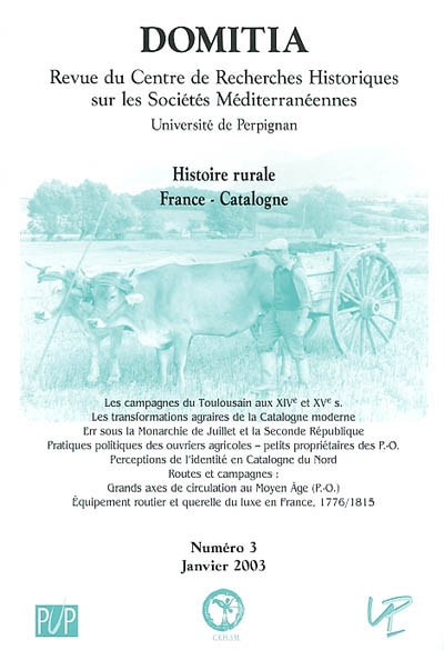 Domitia, n° 3. Histoire rurale : France-Catalogne