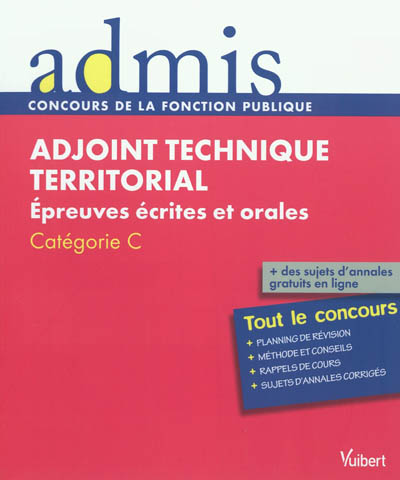 Adjoint technique territorial : épreuves écrites et orales, catégorie C