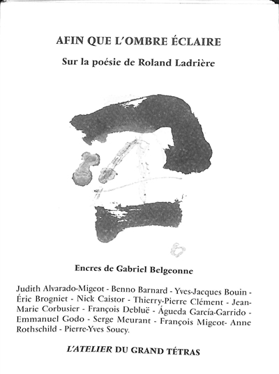 Afin que l'ombre éclaire : sur la poésie de Roland Ladrière