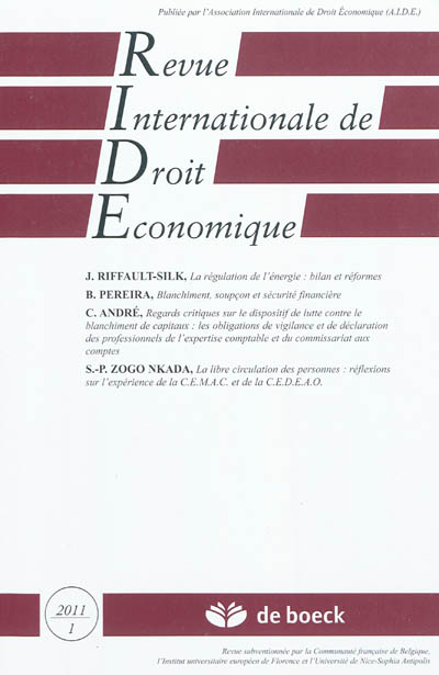 Revue internationale de droit économique, n° 1 (2011)