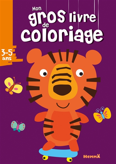 Mon gros livre de coloriage : tigre fond mauve