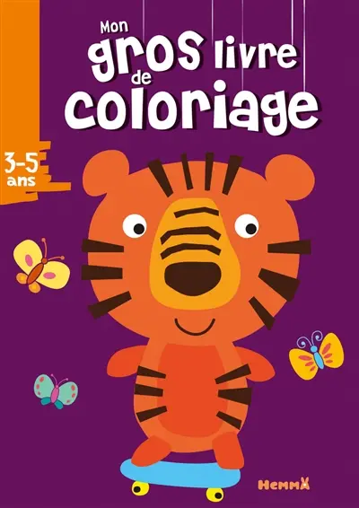 Mon gros livre de coloriage : tigre fond mauve