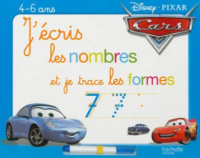 J'écris les nombres et je trace les formes, Cars : 4-6 ans