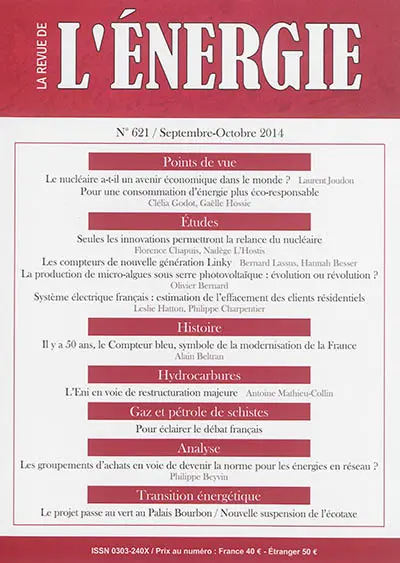 Revue de l'énergie, n° 621