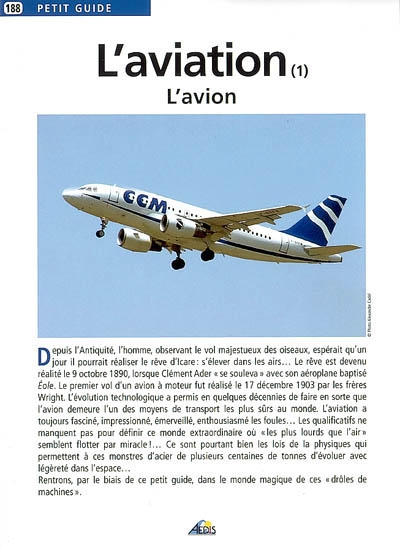 L'aviation. Vol. 1. L'avion