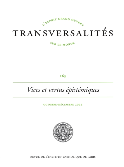 Transversalités, n° 163. Vices et vertus épistémiques
