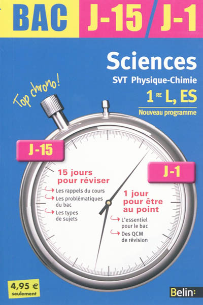 Sciences, SVT, physique chimie : 1re L, ES : nouveau programme