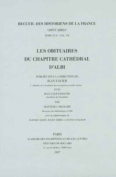 Les obituaires du chapitre cathédral d'Albi