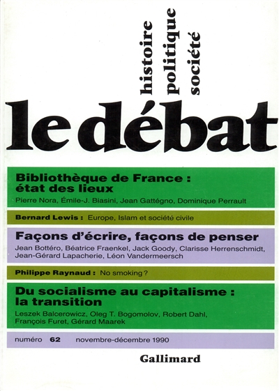 Débat (Le), n° 62. Bibliothèque de France : état des lieux