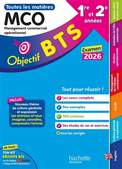 BTS MCO, management commercial opérationnel, 1re et 2e années : toutes les matières : examen 2026