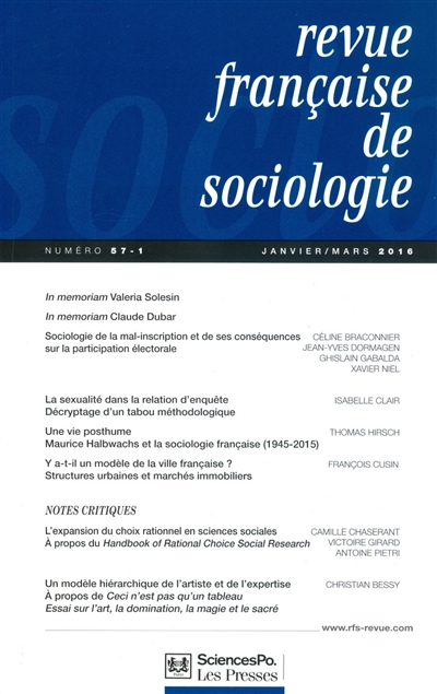 Revue française de sociologie, n° 57-1