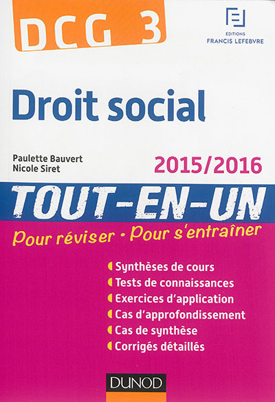 Droit social, DCG 3 : tout-en-un : 2015-2016