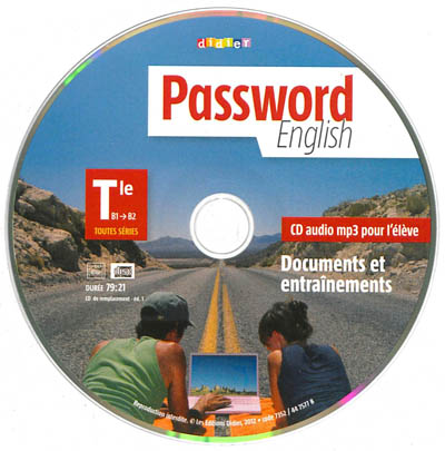 Password English terminale toutes séries, B1-B2 : documents et entraînements : CD de remplacement