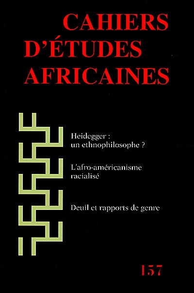 Cahiers d'études africaines, n° 157