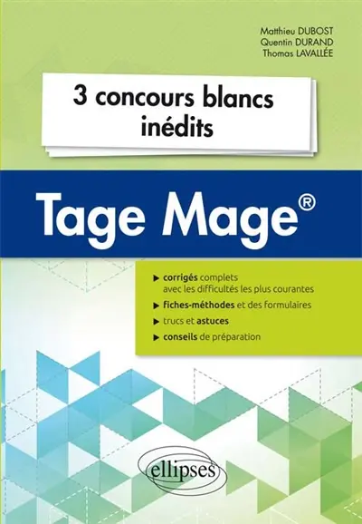 3 concours blancs inédits Tage Mage