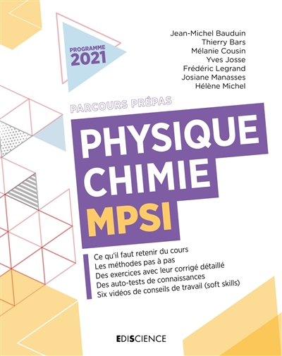 Physique chimie MPSI : programme 2021
