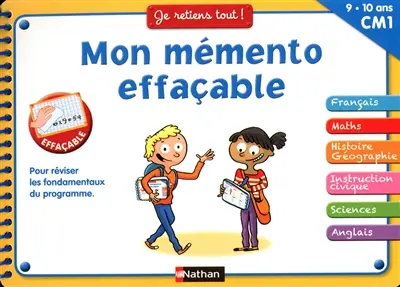 Mon mémento effaçable CM1, 9-10 ans : pour réviser les fondamentaux du programme