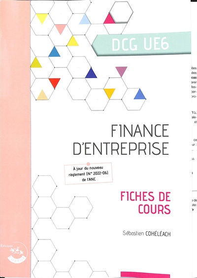 Finance d'entreprise, DCG UE6 : fiches de cours