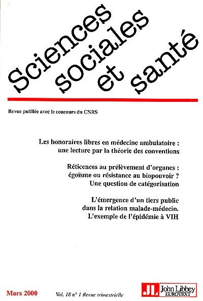 Sciences sociales et santé, n° 1 (2000)