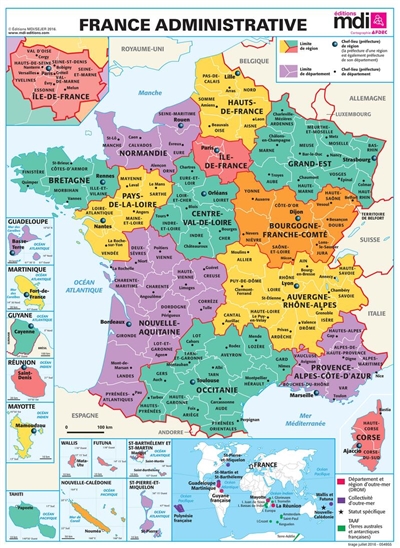 Carte de France France administrative et relief