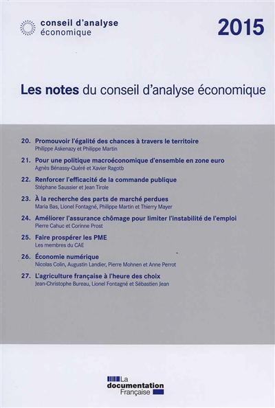 Les notes du Conseil d'analyse économique 2015