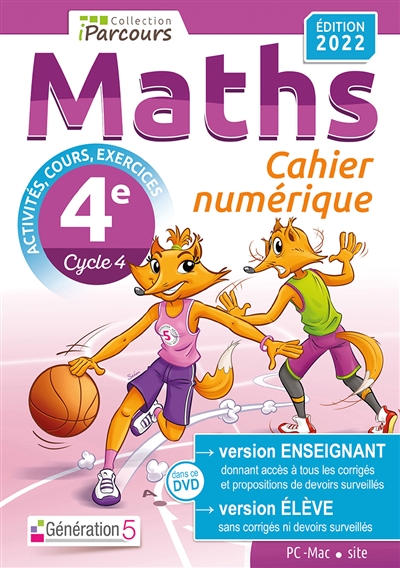 Cahier numérique : maths 4e, cycle 4 : PC-Mac, site