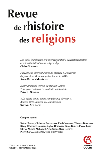 Revue de l'histoire des...