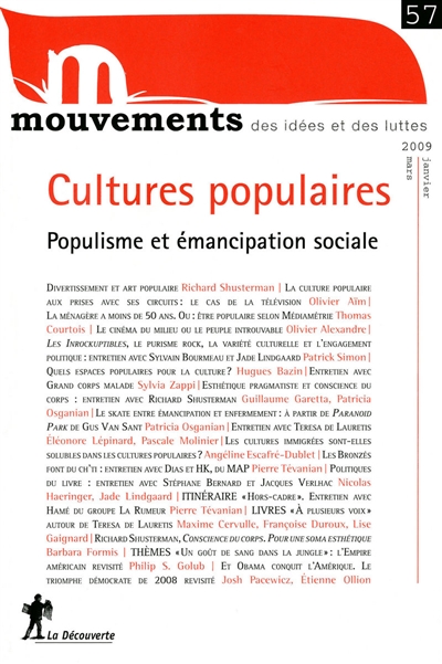 Mouvements, n° 57. Cultures populaires : populisme et émancipation sociale