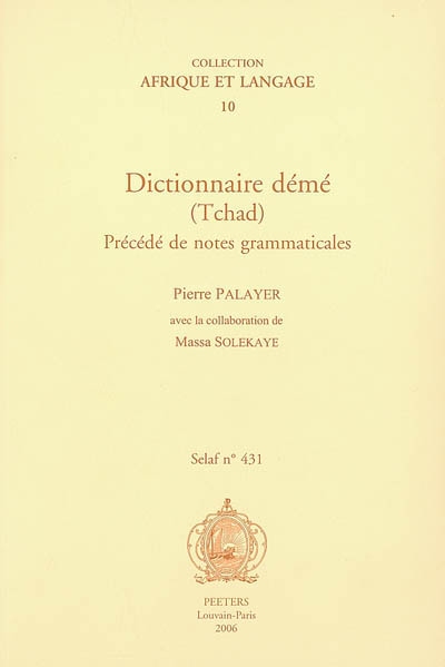 Dictionnaire démé (Tchad) : précédé de notes grammaticales
