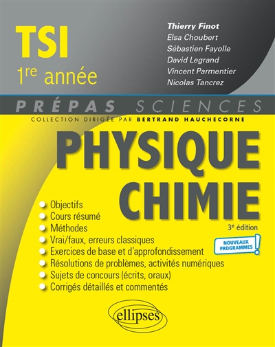 Physique chimie TSI 1re année : nouveaux programmes