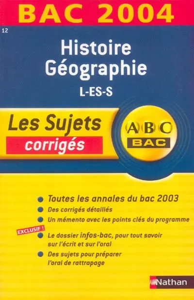 Histoire géographie L, ES, S : corrigés