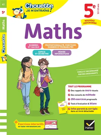 Maths 5e : nouveau programme : rappels de cours et 250 exercices corrigés