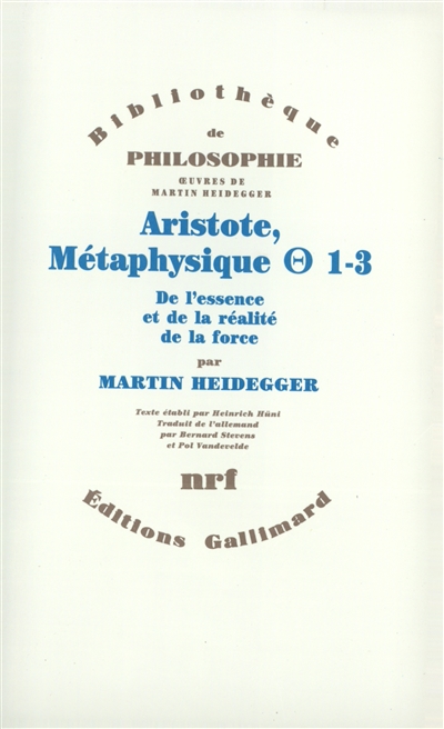Aristote, Métaphysique 1-3 : de l'essence et de la réalité de la force