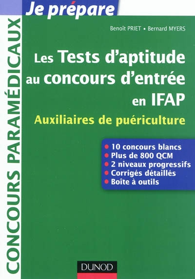 Les tests d'aptitude au concours d'entrée en IFAP : auxiliaires de puériculture