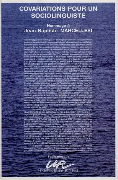 Covariations pour un sociolinguiste : hommage à Jean-Baptiste Marcellesi
