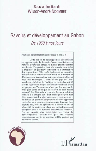Savoirs et développement au Gabon : de 1960 à nos jours