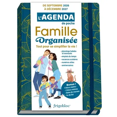 L'agenda de poche 2027 de la famille organisée : bleu (de sept. 2026 à déc. 2027)